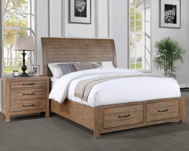 Winners Only® Andria Light Brown California King Storage Sleigh Bed-2