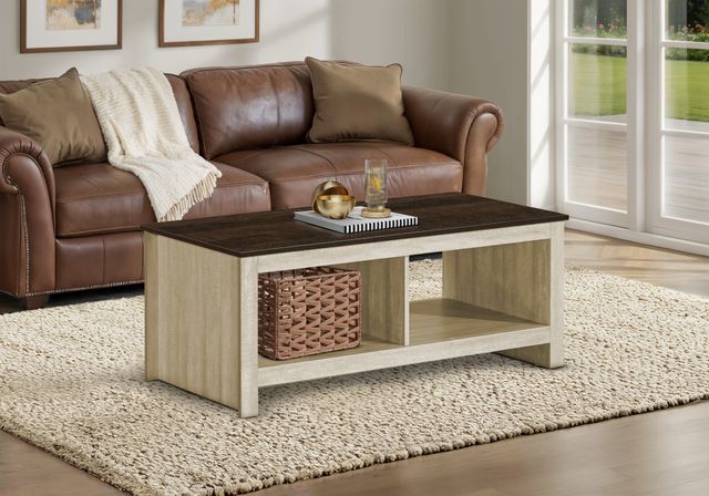 Monarch Specialties Inc. Dark Oak/Light Beige 44" Coffee Table-1