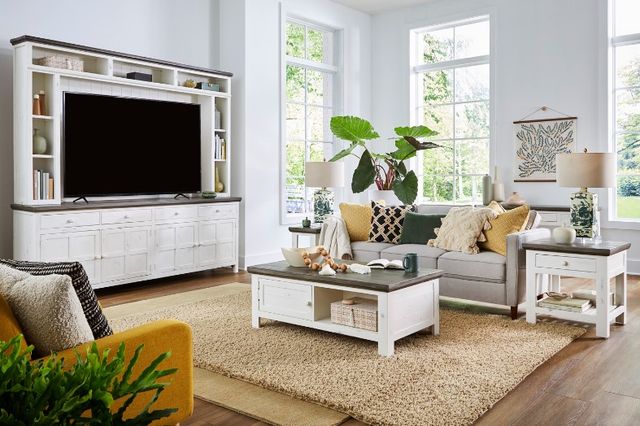aspenhome® Mesa Antique White 96" Console and Hutch-3