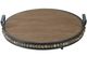 A & B Home Brown Wood Bead Round Tray-1