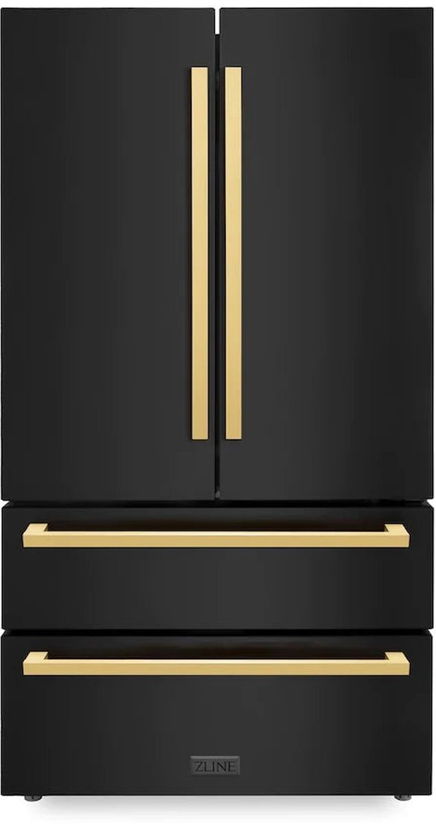 ZLINE Autograph Edition 36" 22.5 Cu. Ft. Black Stainless Steel Counter Depth Freestanding French Door Refrigerator-0