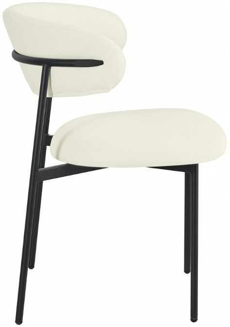Meridian Furniture Lupita Cream/Matte Black Vegan Leather Dining Chair-2