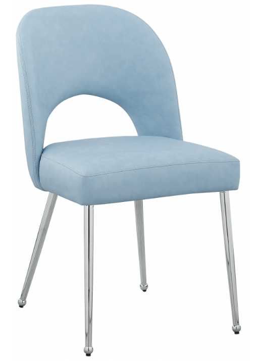 Meridian Furniture Logan Light Blue/Chrome Velvet Dining Side Chair-0