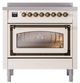 Ilve® Nostalgie II Noblesse 36'' Antique White Pro Style Induction Range with Burnished Trim-1