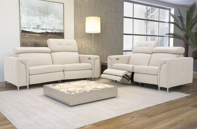 Fornirama 3333 Off-White Power Reclining Condo Sofa with Adjustable Headrest-2