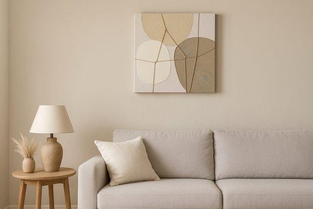 Classy Living Organic Tactile Taupe Geo Modern Wall Art-1