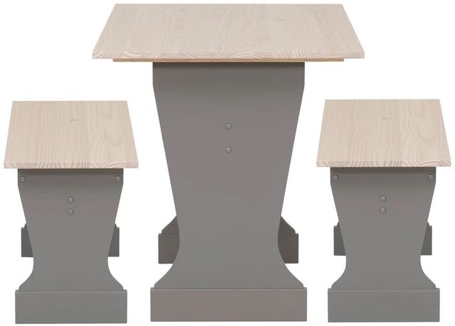 Linon Norah 3-Piece Gray/Maple Table Bench Set-3