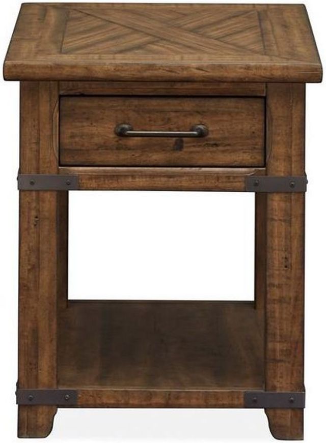Magnussen Home® Chesterfield Farmhouse Timber Rectangular End Table-1