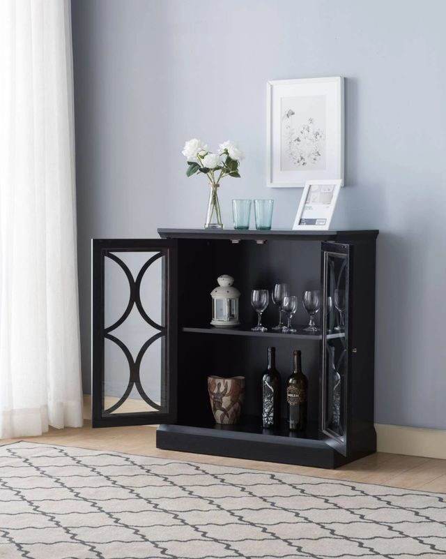 Brassex Inc. Black Storage Cabinet with Glass Doors-2