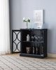 Brassex Inc. Black Storage Cabinet with Glass Doors-2