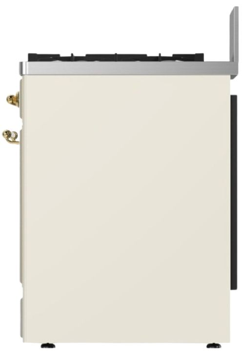 Ilve® Majestic III 30" Antique White Pro Style Dual Fuel Natural Gas Range with 5 Black Brass Burners and Brass Trim-2