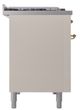 Ilve® Nostalgie II Noblesse 48'' Antique White Pro Style Dual Fuel Range with Brass Trim-2