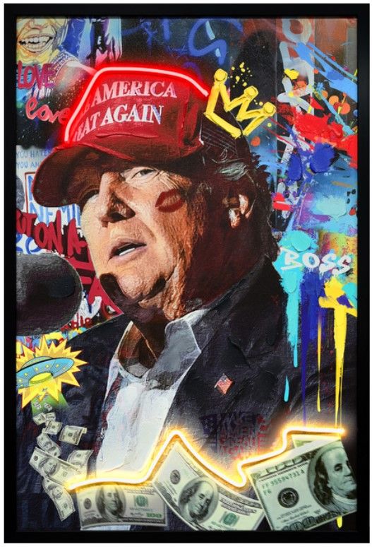 Classy Living Luminous Neon Trump Money Wall Art-0