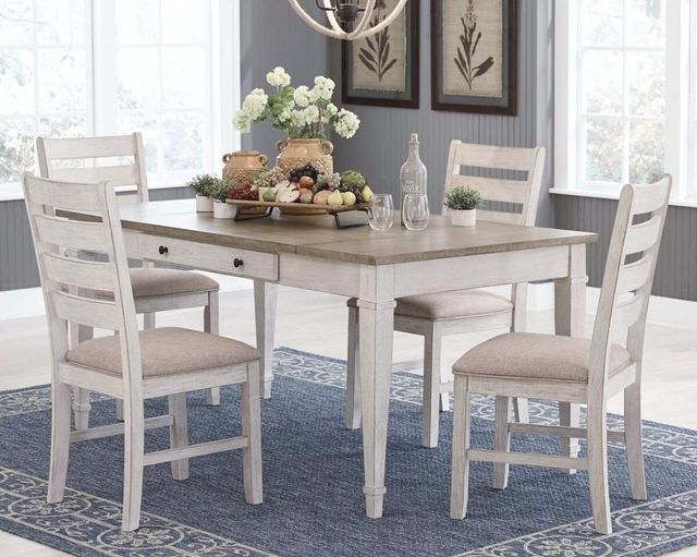 Signature Design by Ashley® Skempton 5-Piece White/Light Brown Dining Set-3