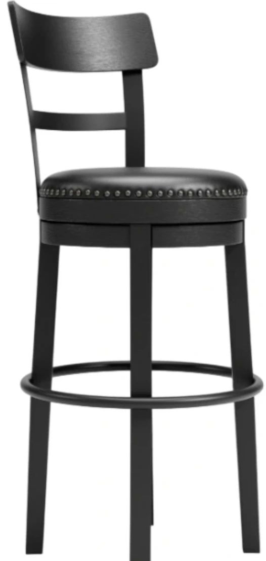 Signature Design by Ashley® Valebeck Black Tall Upholstered Swivel Bar Stool-0