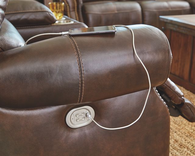 Signature Design by Ashley® Buncrana Chocolate Power Reclining Loveseat-5