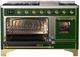 Ilve® Majestic III 48" Emerald Green Pro Style Dual Fuel Liquid Propane Range with Triple Glass Door and Brass Trim-3