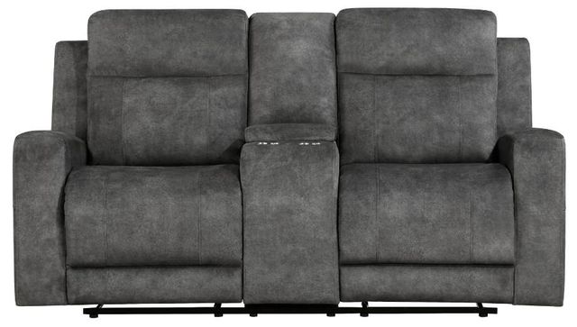 Homelegance® Muncie Brownish Gray Double Manual Reclining Loveseat with Center Console-2