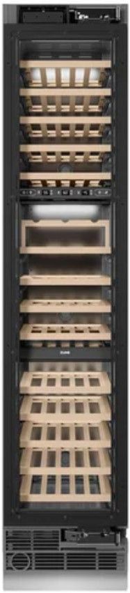 ZLINE Autograph Edition 18 in. 9 Cu. Ft. Panel Ready Right Hinge Triple Zone Column Wine Cooler with Matte Black Accents-1