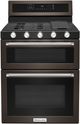 KitchenAid® 30" Black Stainless Steel Freestanding Gas Double Oven Convection Range-0