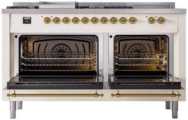 Ilve® Nostalgie II Series 60" Antique White Pro Style Dual Fuel Range-1