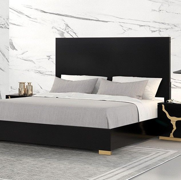 Furniture of America® Goldsberg 4-Piece Black/Gold Contemporary Queen Bedroom Set-2