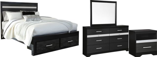 Signature Design by Ashley® Starberry 4-Piece Black Queen Storage Panel Bed Set-0