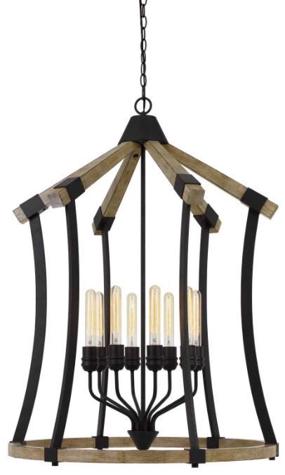 Cal® Lighting & Accessories Dali Iron/Light Oak Chandelier-0
