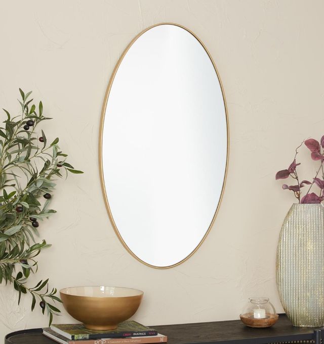 Deco Marche Gold Oval Thin Minimalistic Frame Mirror-4