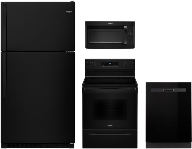 Whirlpool® 4 Piece Black Electric Kitchen Package-0