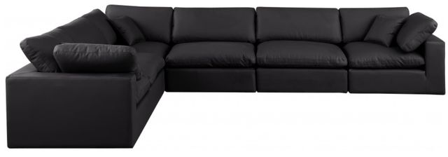 Meridian Furniture Comfy 6-Piece Black Vegan Leather Sectional -1