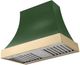 La Cornue CornuFé Cascade 36" Brands Hatch Green Wall Mounted Range Hood with Polished Brass Trim-0