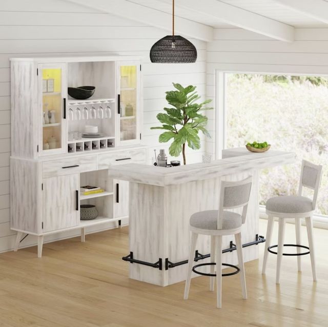 Elements International Rogen Rustic White Buffet and Hutch-1
