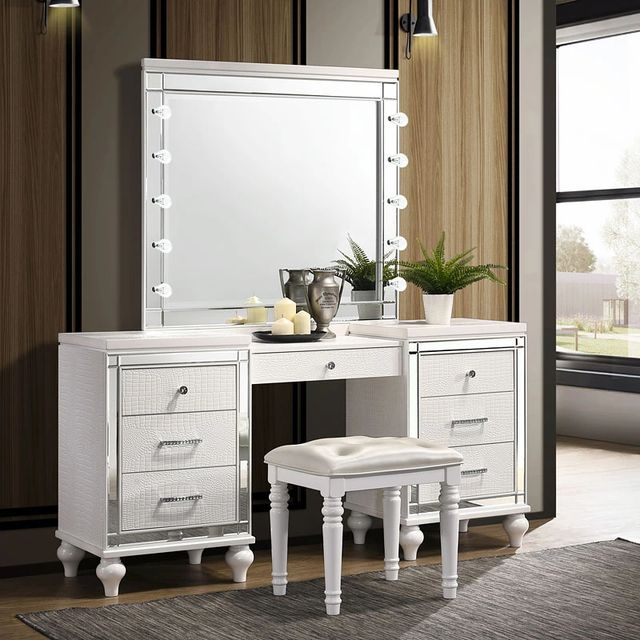 New Classic® Home Furnishings Valentino White Vanity Table Mirror-1