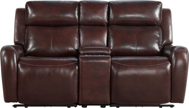 Intercon Wainwright  Reddish Brown Dual-Power Loveseat-0