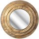 A & B Home Shalence Brass Wooden Round Mirror-0