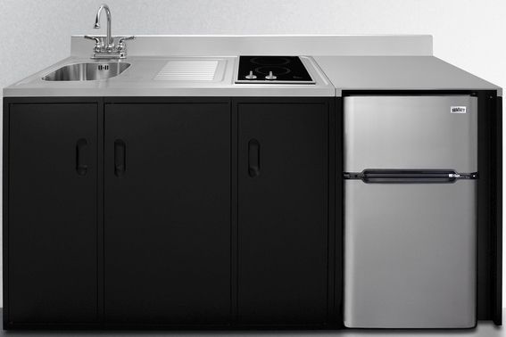 Summit® 72" Black and Stainless Steel All-In-One Kitchenette-1