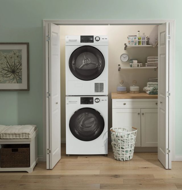 GE 2.4 Cu. Ft. White Front Load Washer with Steam