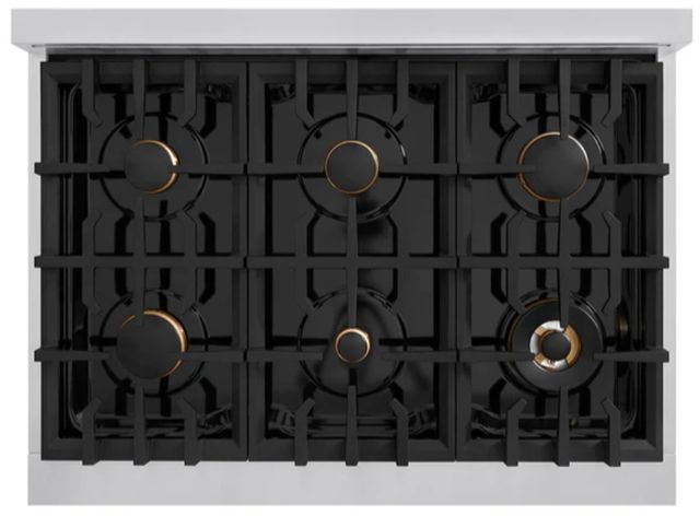 ZLINE Autograph Edition 36" Stainless Steel Gas Rangetop with 6 Burners, Porcelain Cooktop and Matte Black Accents-1