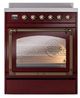 Ilve® Nostalgie II Noblesse 30'' Burgundy Pro Style Induction Range with Burnished Trim-1