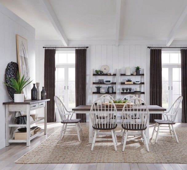 Liberty Furniture Farmhouse 7-Piece Brown/White Trestle Table Set-1