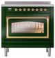 Ilve® Nostalgie II Noblesse 36'' Emerald Green Pro Style Induction Range with Brass Trim-1