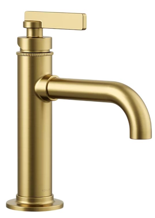 KOHLER® Castia™ Vibrant Brushed Moderne Brass Single-Handle Bathroom Sink Faucet-0