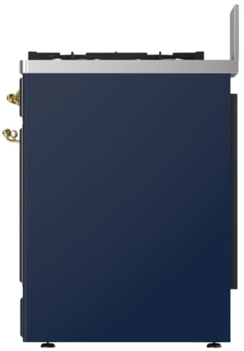 Ilve® Majestic III 30" Midnight Blue Pro Style Dual Fuel Liquid Propane Range with 5 Black Brass Burners and Brass Trim-2