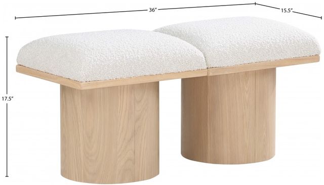 Meridian Furniture Pavilion 2-Piece Cream/Natural 36" Modular Bench-3