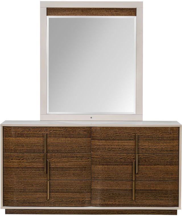 Michael Amini® Pavira Walnut Dresser with Mirror Set-2