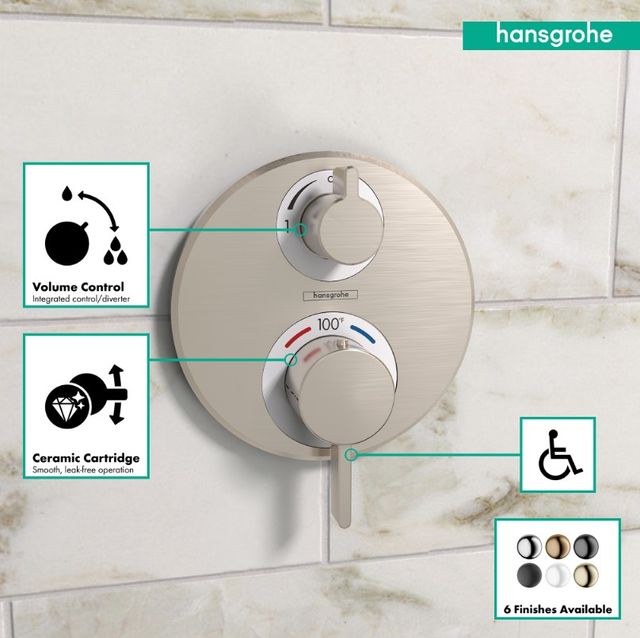 Hansgrohe Ecostat S Polished Nickel Thermostatic Trim with Volume Control-1