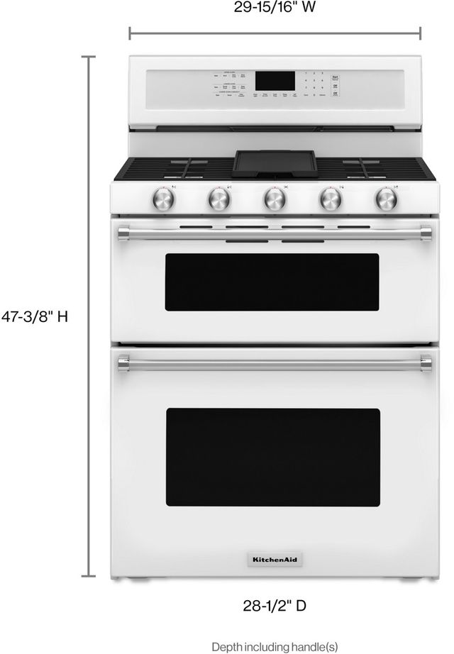 KitchenAid® 30" White Freestanding Gas Double Oven Range-1