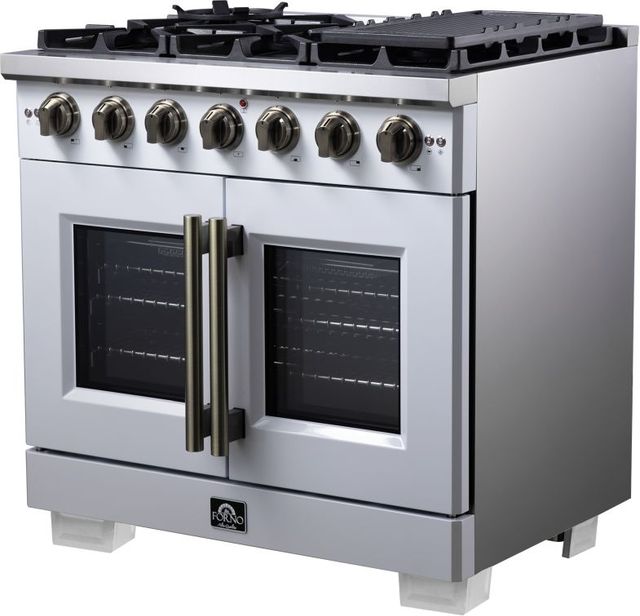 FORNO® Capriasca Series Alta Qualita 36" White Pro Style Gas Range-2