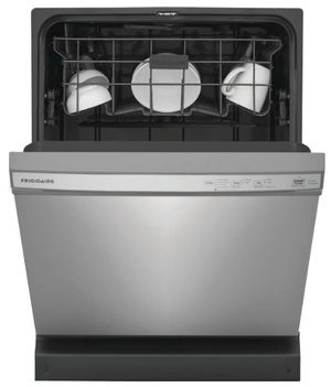 Frigidaire 24" Stainless Steel Front Control Built In Dishwasher Front view of the Frigidaire 24" Stainless Steel Front Control Built In Dishwasher